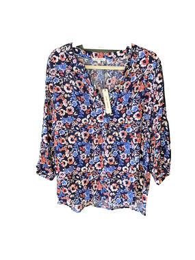 Anne Carson Blouse Womens Large NEW Floral Career Office Peasant Bohemian Shirt